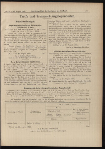 Verordnungs-Blatt für Eisenbahnen und Schiffahrt: Veröffentlichungen in Tarif- und Transport-Angelegenheiten 18980830 Seite: 11