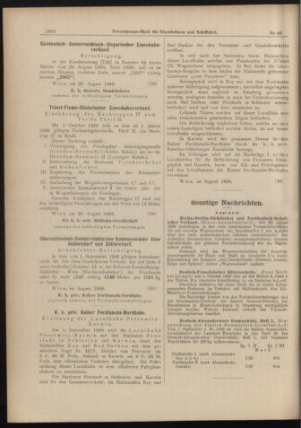 Verordnungs-Blatt für Eisenbahnen und Schiffahrt: Veröffentlichungen in Tarif- und Transport-Angelegenheiten 18980830 Seite: 12