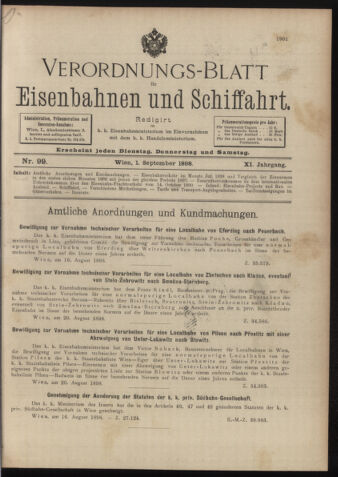 Verordnungs-Blatt für Eisenbahnen und Schiffahrt: Veröffentlichungen in Tarif- und Transport-Angelegenheiten 18980901 Seite: 1