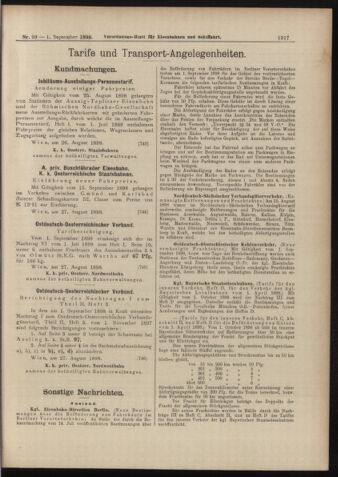 Verordnungs-Blatt für Eisenbahnen und Schiffahrt: Veröffentlichungen in Tarif- und Transport-Angelegenheiten 18980901 Seite: 17