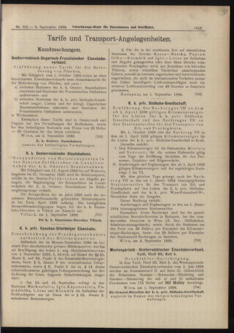 Verordnungs-Blatt für Eisenbahnen und Schiffahrt: Veröffentlichungen in Tarif- und Transport-Angelegenheiten 18980906 Seite: 13