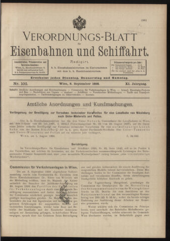 Verordnungs-Blatt für Eisenbahnen und Schiffahrt: Veröffentlichungen in Tarif- und Transport-Angelegenheiten 18980908 Seite: 1