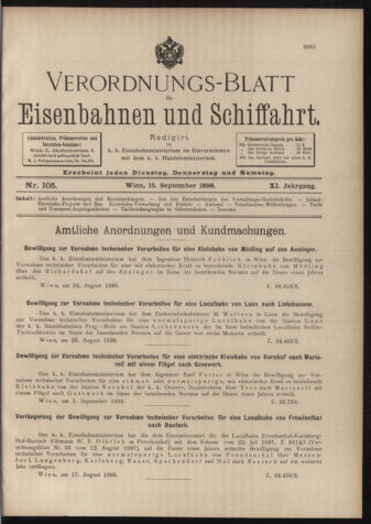 Verordnungs-Blatt für Eisenbahnen und Schiffahrt: Veröffentlichungen in Tarif- und Transport-Angelegenheiten 18980915 Seite: 1