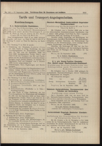 Verordnungs-Blatt für Eisenbahnen und Schiffahrt: Veröffentlichungen in Tarif- und Transport-Angelegenheiten 18980917 Seite: 15