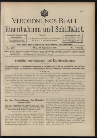 Verordnungs-Blatt für Eisenbahnen und Schiffahrt: Veröffentlichungen in Tarif- und Transport-Angelegenheiten 18980920 Seite: 1