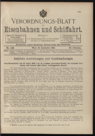 Verordnungs-Blatt für Eisenbahnen und Schiffahrt: Veröffentlichungen in Tarif- und Transport-Angelegenheiten 18980924 Seite: 1