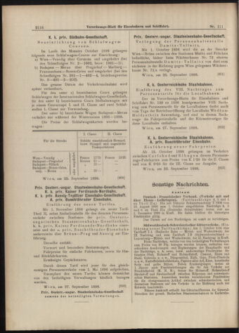 Verordnungs-Blatt für Eisenbahnen und Schiffahrt: Veröffentlichungen in Tarif- und Transport-Angelegenheiten 18980929 Seite: 12