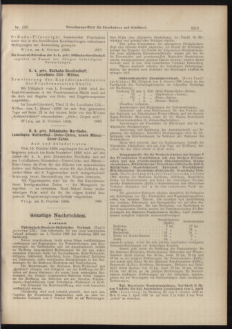 Verordnungs-Blatt für Eisenbahnen und Schiffahrt: Veröffentlichungen in Tarif- und Transport-Angelegenheiten 18981011 Seite: 11