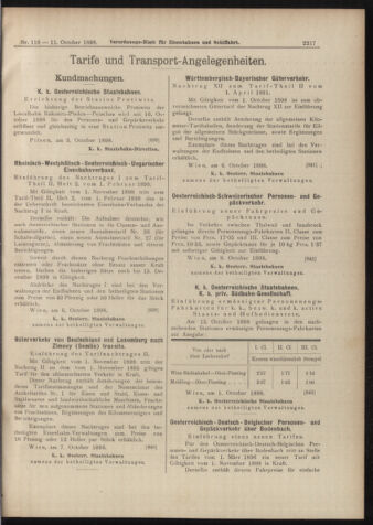 Verordnungs-Blatt für Eisenbahnen und Schiffahrt: Veröffentlichungen in Tarif- und Transport-Angelegenheiten 18981011 Seite: 9