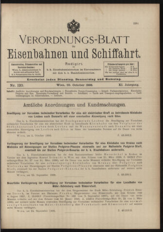 Verordnungs-Blatt für Eisenbahnen und Schiffahrt: Veröffentlichungen in Tarif- und Transport-Angelegenheiten 18981020 Seite: 1