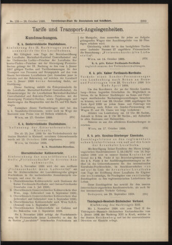 Verordnungs-Blatt für Eisenbahnen und Schiffahrt: Veröffentlichungen in Tarif- und Transport-Angelegenheiten 18981020 Seite: 9