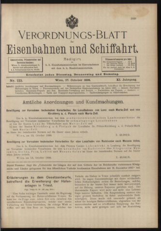 Verordnungs-Blatt für Eisenbahnen und Schiffahrt: Veröffentlichungen in Tarif- und Transport-Angelegenheiten 18981027 Seite: 1