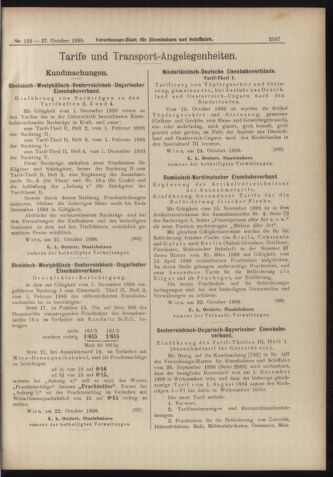 Verordnungs-Blatt für Eisenbahnen und Schiffahrt: Veröffentlichungen in Tarif- und Transport-Angelegenheiten 18981027 Seite: 9