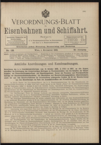 Verordnungs-Blatt für Eisenbahnen und Schiffahrt: Veröffentlichungen in Tarif- und Transport-Angelegenheiten 18981101 Seite: 1