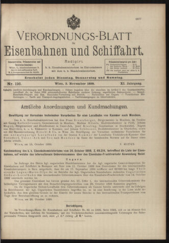 Verordnungs-Blatt für Eisenbahnen und Schiffahrt: Veröffentlichungen in Tarif- und Transport-Angelegenheiten 18981103 Seite: 1