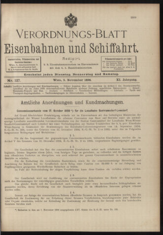 Verordnungs-Blatt für Eisenbahnen und Schiffahrt: Veröffentlichungen in Tarif- und Transport-Angelegenheiten 18981105 Seite: 1