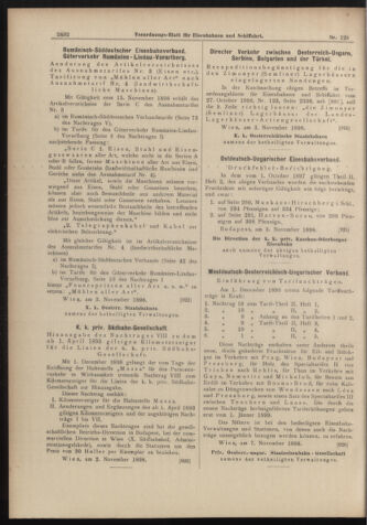 Verordnungs-Blatt für Eisenbahnen und Schiffahrt: Veröffentlichungen in Tarif- und Transport-Angelegenheiten 18981108 Seite: 20