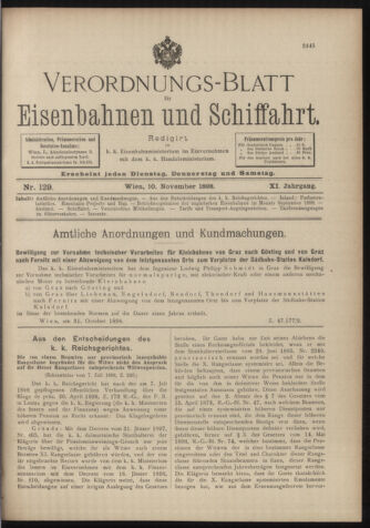 Verordnungs-Blatt für Eisenbahnen und Schiffahrt: Veröffentlichungen in Tarif- und Transport-Angelegenheiten 18981110 Seite: 1