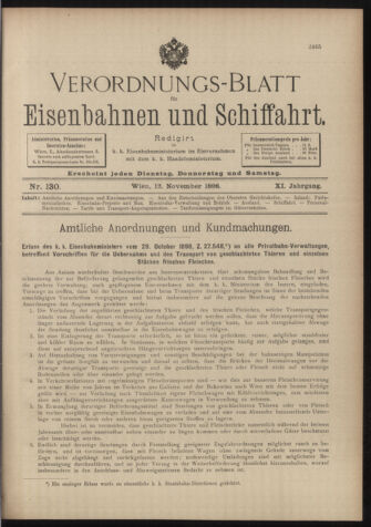 Verordnungs-Blatt für Eisenbahnen und Schiffahrt: Veröffentlichungen in Tarif- und Transport-Angelegenheiten 18981112 Seite: 1