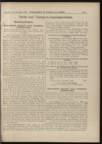 Verordnungs-Blatt für Eisenbahnen und Schiffahrt: Veröffentlichungen in Tarif- und Transport-Angelegenheiten 18981112 Seite: 9