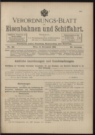 Verordnungs-Blatt für Eisenbahnen und Schiffahrt: Veröffentlichungen in Tarif- und Transport-Angelegenheiten 18981115 Seite: 1