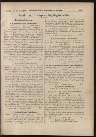 Verordnungs-Blatt für Eisenbahnen und Schiffahrt: Veröffentlichungen in Tarif- und Transport-Angelegenheiten 18981115 Seite: 9