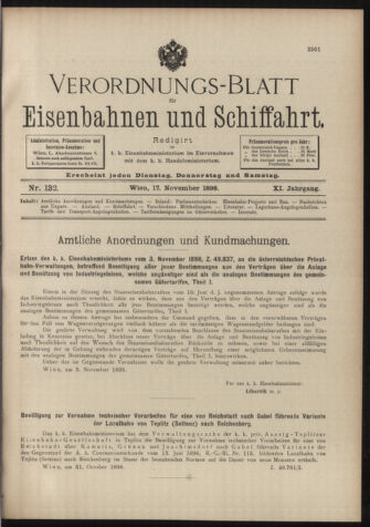 Verordnungs-Blatt für Eisenbahnen und Schiffahrt: Veröffentlichungen in Tarif- und Transport-Angelegenheiten 18981117 Seite: 1