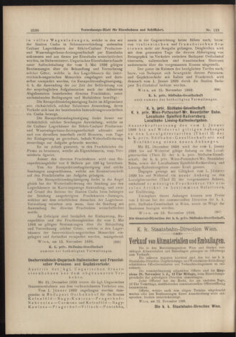 Verordnungs-Blatt für Eisenbahnen und Schiffahrt: Veröffentlichungen in Tarif- und Transport-Angelegenheiten 18981119 Seite: 14