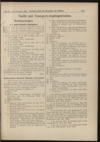 Verordnungs-Blatt für Eisenbahnen und Schiffahrt: Veröffentlichungen in Tarif- und Transport-Angelegenheiten 18981119 Seite: 9