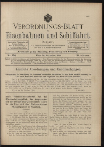 Verordnungs-Blatt für Eisenbahnen und Schiffahrt: Veröffentlichungen in Tarif- und Transport-Angelegenheiten 18981126 Seite: 1