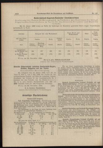 Verordnungs-Blatt für Eisenbahnen und Schiffahrt: Veröffentlichungen in Tarif- und Transport-Angelegenheiten 18981129 Seite: 8