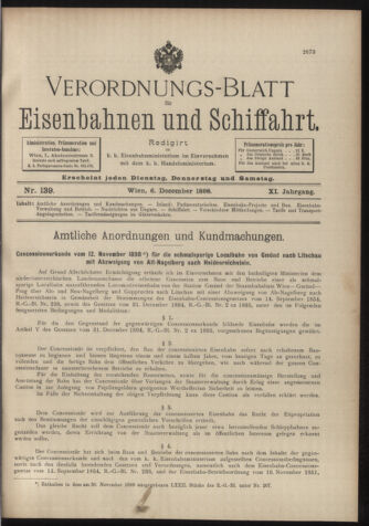 Verordnungs-Blatt für Eisenbahnen und Schiffahrt: Veröffentlichungen in Tarif- und Transport-Angelegenheiten 18981206 Seite: 1