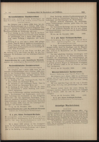 Verordnungs-Blatt für Eisenbahnen und Schiffahrt: Veröffentlichungen in Tarif- und Transport-Angelegenheiten 18981215 Seite: 11