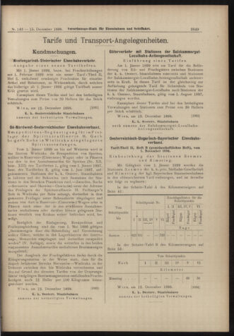 Verordnungs-Blatt für Eisenbahnen und Schiffahrt: Veröffentlichungen in Tarif- und Transport-Angelegenheiten 18981215 Seite: 9