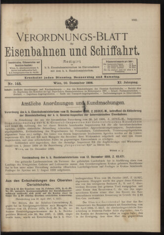 Verordnungs-Blatt für Eisenbahnen und Schiffahrt: Veröffentlichungen in Tarif- und Transport-Angelegenheiten 18981220 Seite: 1