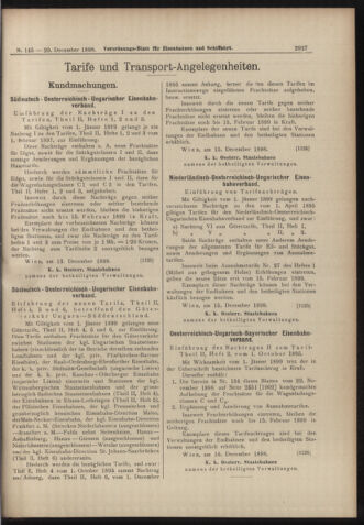 Verordnungs-Blatt für Eisenbahnen und Schiffahrt: Veröffentlichungen in Tarif- und Transport-Angelegenheiten 18981220 Seite: 7