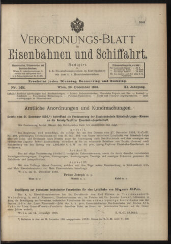 Verordnungs-Blatt für Eisenbahnen und Schiffahrt: Veröffentlichungen in Tarif- und Transport-Angelegenheiten 18981229 Seite: 1