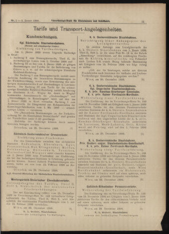 Verordnungs-Blatt für Eisenbahnen und Schiffahrt: Veröffentlichungen in Tarif- und Transport-Angelegenheiten 18990103 Seite: 13