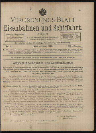 Verordnungs-Blatt für Eisenbahnen und Schiffahrt: Veröffentlichungen in Tarif- und Transport-Angelegenheiten 18990105 Seite: 1