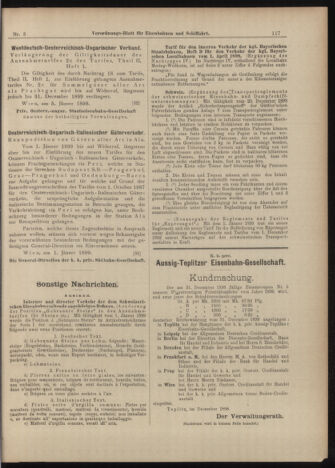 Verordnungs-Blatt für Eisenbahnen und Schiffahrt: Veröffentlichungen in Tarif- und Transport-Angelegenheiten 18990110 Seite: 21