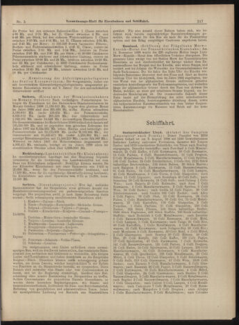 Verordnungs-Blatt für Eisenbahnen und Schiffahrt: Veröffentlichungen in Tarif- und Transport-Angelegenheiten 18990114 Seite: 5