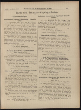 Verordnungs-Blatt für Eisenbahnen und Schiffahrt: Veröffentlichungen in Tarif- und Transport-Angelegenheiten 18990114 Seite: 9