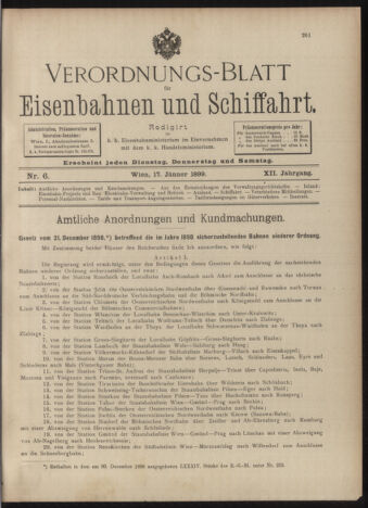 Verordnungs-Blatt für Eisenbahnen und Schiffahrt: Veröffentlichungen in Tarif- und Transport-Angelegenheiten 18990117 Seite: 1