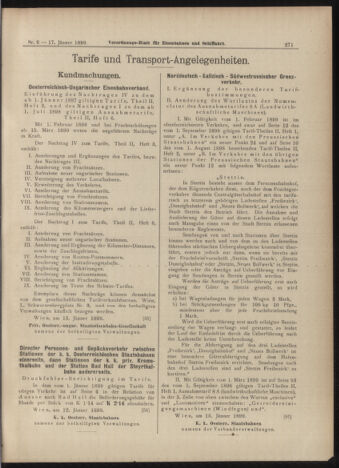 Verordnungs-Blatt für Eisenbahnen und Schiffahrt: Veröffentlichungen in Tarif- und Transport-Angelegenheiten 18990117 Seite: 11