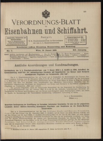 Verordnungs-Blatt für Eisenbahnen und Schiffahrt: Veröffentlichungen in Tarif- und Transport-Angelegenheiten 18990119 Seite: 1