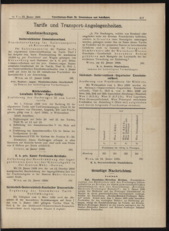 Verordnungs-Blatt für Eisenbahnen und Schiffahrt: Veröffentlichungen in Tarif- und Transport-Angelegenheiten 18990119 Seite: 9