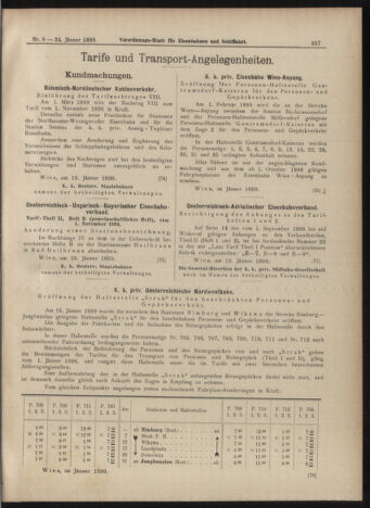 Verordnungs-Blatt für Eisenbahnen und Schiffahrt: Veröffentlichungen in Tarif- und Transport-Angelegenheiten 18990124 Seite: 9