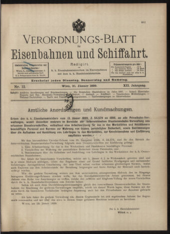 Verordnungs-Blatt für Eisenbahnen und Schiffahrt: Veröffentlichungen in Tarif- und Transport-Angelegenheiten 18990131 Seite: 1