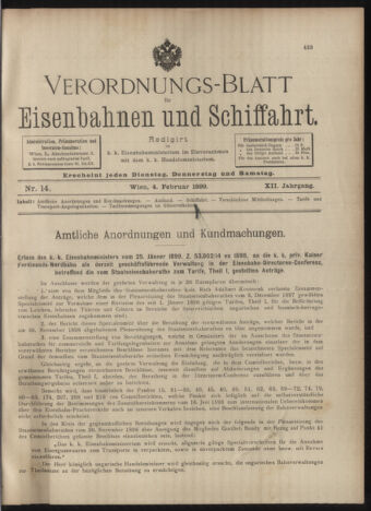 Verordnungs-Blatt für Eisenbahnen und Schiffahrt: Veröffentlichungen in Tarif- und Transport-Angelegenheiten 18990204 Seite: 1