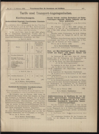 Verordnungs-Blatt für Eisenbahnen und Schiffahrt: Veröffentlichungen in Tarif- und Transport-Angelegenheiten 18990207 Seite: 13